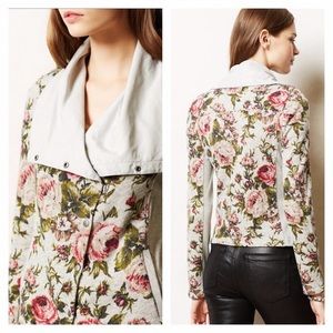 Anthro Florascape Knit Floral Moto Jacket | XS